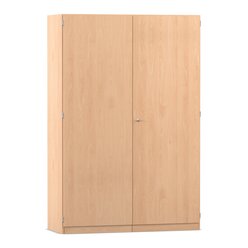 Flexeo Garagenschrank, Buche hell, HxBxT: 190 x 126,4 x 60 cm, 16 groe Boxen bunt, Bogengriff mit Schloss