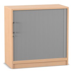 Flexeo Rollladenschrank mit Sockel, Buche hell, 2 Fcher, HxBxT: 80,1 x 80 x 40 cm, Bogengriff mit Schloss