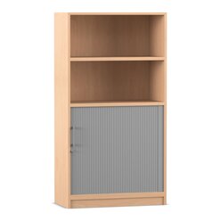 Flexeo Rollladenschrank mit Sockel, Buche hell, HxBxT: 150,5x80x40 cm, B�gelgriff eckig mit Schloss
