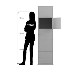 Flexeo Schliefachschrank 5 geschlossene Fcher, Buche hell, Transchlag links, HxBxT 190 x 48,1 x 40 cm