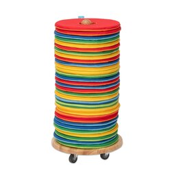Mobiler Kissenwagen mit 32 runden Donut-Sitzkissen  35 cm