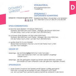 Lernspielset: Domino Uhrzeit, ab 7 Jahre