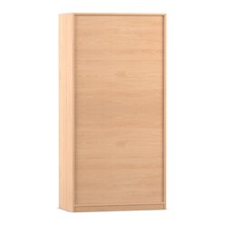 Flexeo Hochschrank Buche hell mit 3 groen Fchern, 12 groen Boxen grn, Bogengriff mit Schloss, Tiefe: 50 cm