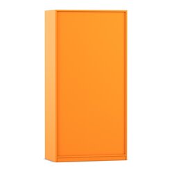 Flexeo Hochschrank Orange mit 3 groen Fchern, 12 groen Boxen grn, Tren, Bogengriff mit Schloss, 50cm tief