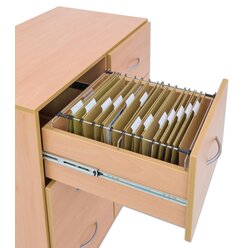 Flexeo Hngeregister-Schrank mit Sockel, Buche hell, 6 groe Schubladen HxBxT: 99,1 x 126,4 x 60 cm