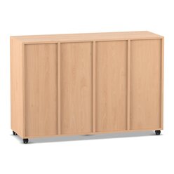 Flexeo Regal PRO Buche hell, HxBxT: 99.1 x 143.9 x 48 cm, 4 Reihen, 32 kleinen Boxen hellblau, Sockel