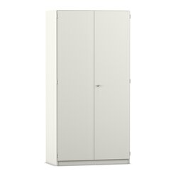 Flexeo Hochschrank mit 5 groen Fchern und Tren, wei, HxBxT 94,4 x 190 x 50 cm, Bogengriff mit Schloss