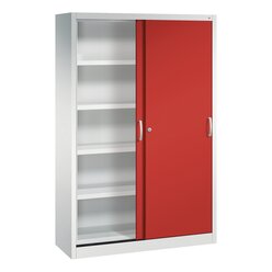 C+P Sportgerteschrank, 1950x1200x400mm, Korpus RAL 7035 Lichtgrau, Front RAL 3020 Verkehrsrot