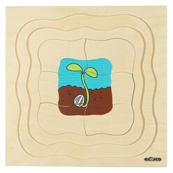 Lagenpuzzle Sonnenblume, Holzpuzzler mit 4 Lagen, ab 4 Jahre