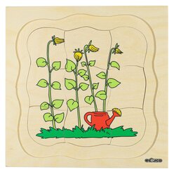 Lagenpuzzle Sonnenblume, Holzpuzzler mit 4 Lagen, ab 4 Jahre