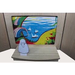 KreaShibai Erzhlschiene 36,5 x 18 x 4 cm mit Schattenleinwand und Ausschneidefiguren
