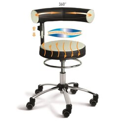 Sanus-Air Gesundheitsstuhl 36-43 cm, hhenverstellbare Lehne und Pilates-Sitzkissen, Kunstleder orange/schwarz mit Brorollen