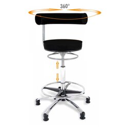 Sanus-Hochstuhl, Sitzhhe 63-89 cm, Lehne hhenverstellbar, Kunstleder schwarz, Rollstopp