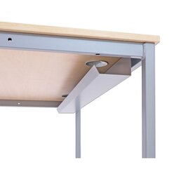 EDV-Tisch mit Blechkanal, 80x80 cm, Dekor grau, Stahlfarbe weialuminium, Kunststoffgleiter ohne Lasche