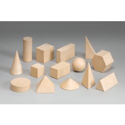 14 geometrische Figuren, Set Geometrische Krper aus RE-Wood, 1.-4. Klasse