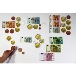 Rechengeld Euro, magnetisch, aus MAG-Pap� in Kunststoffbox