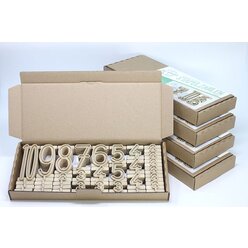 Stapelzahlen 100er Zahlenraum (34 Stck) - Zahlenbausteine naturfarben aus RE-Wood