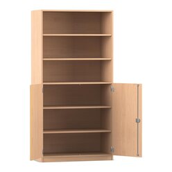 Flexeo Halbtrenschrank mit 6 Fchern und 2 Halbtren, Buche hell, Schloss, 50 cm tief