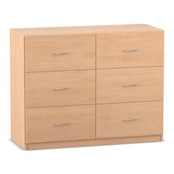 Flexeo Hngeregister-Schrank mit Sockel, Buche hell, 6 groe Schubladen HxBxT: 99,1 x 126,4 x 60 cm