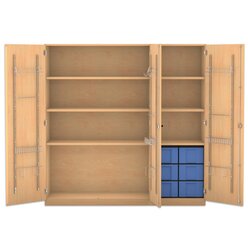 Flexeo Musikschrank, Buche hell mit 6 groen Boxen blau, Schloss, (H x B x T): 190 x 190,5 x 60 cm