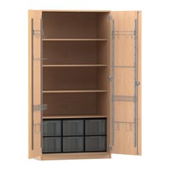 Flexeo Musikschrank, Buche hell, 6 groe transparente Boxen HxBxT: 190 x 94,4 x 60 cm