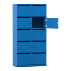 Flexeo Schliefachschrank blau, 10 Fcher mit Briefschlitz, HxBxT: 190x94,4x40 cm