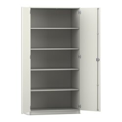 Flexeo Hochschrank mit 5 groen Fchern und Tren, wei, HxBxT 190 x 94,4 x 60 cm, Bogengriff mit Schloss