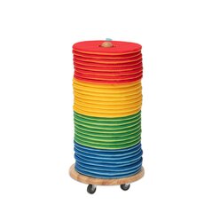 Mobiler Kissenwagen mit 32 runden Donut-Sitzkissen  35 cm