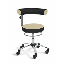 Sanus-Air Gesundheitsstuhl 36-43 cm, hhenverstellbare Lehne und Pilates-Sitzkissen, Kunstleder beige/schwarz mit Rollstopp