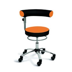 Sanus-Air Gesundheitsstuhl 42-51 cm, hhenverstellbare Lehne und Pilates-Sitzkissen, Kunstleder orange/schwarz mit Brorollen