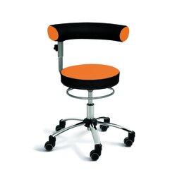 Sanus-Air Gesundheitsstuhl 46-54 cm, hhenverstellbare Lehne und Pilates-Sitzkissen, Kunstleder orange/schwarz mit Brorollen