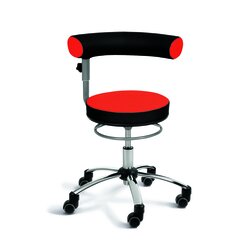Sanus-Air Gesundheitsstuhl 42-51 cm, hhenverstellbare Lehne und Pilates-Sitzkissen, Kunstleder rot/schwarz mit Rollstopp