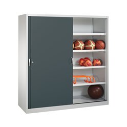 C+P Sportgerteschrank, 1950x1900x600mm, Korpus RAL 7035 Lichtgrau, Front RAL 7016 Anthrazitgrau