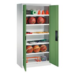 C+P Sportgerteschrank, 1950x930x500mm, Korpus RAL 7035 Lichtgrau, Front RAL 6011 Resedagrn