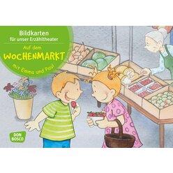 Kamishibai Bildkartenset - Auf dem Wochenmarkt mit Emma und Paul, 1-5 Jahre