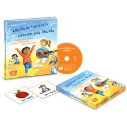 Leichter Deutsch lernen mit Musik, Buch inkl. CD und Bildkarten, 4-8 Jahre