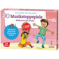 30 Musikstoppspiele, Karten, 3-8 Jahre