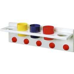 Waschraumleiste aus Kunststoff mit 5 Einfachhaken, rot, Breite 50 cm