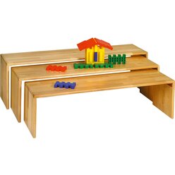 Stapelbnke-Set 3-teilig, Buche massiv