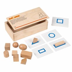 Tastmaterial - 10 geometrische Formen und Karten in Holz-Box, ab 4 Jahre