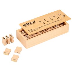Zahlenstempel 0 - 20 in Holzbox mit Deckel