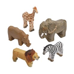 Meine ersten Safaritiere, 5 Tierfiguren aus Holz, ab 3 Jahre