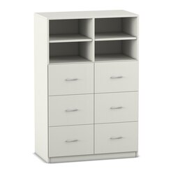 Flexeo mittelhoher Schrank wei, 6 groe Schubladen, 4 Fcher 143,9 x 94,4 x 60 cm