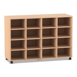 Flexeo Regal PRO, Buche hell, 4 Reihen, 16 Fcher, HxBxT: 99,1 x 143,9 x 48 cm, Stellfe
