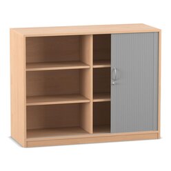 Flexeo Rollladenschrank, Buche hell, 4 Fachbden, Mittelwand 99,1 x 126,4 x 48 cm