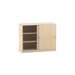 Flexeo Schiebetrenschrank mit Sockel, Ahorn, 4 Fachbden, Tiefe 58 cm