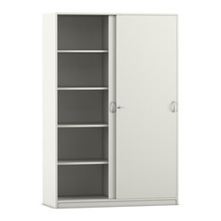 Flexeo Schiebetrenschrank mit 10 Fchern, wei, 48 cm tief