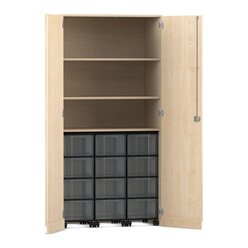 Flexeo Garagenschrank, Ahorn honig, 3 Fcher, 3 Rollcontainer, 12 groe Boxen, Schloss, HxBxT: 190 x94,4x50 cm