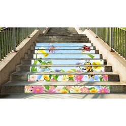 Outdoor Treppen-XXL Sticker lustige Wiese