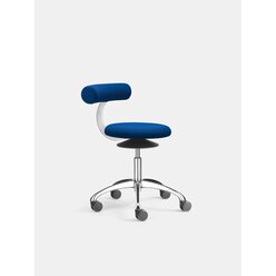 Lffler AOGO Drehhocker mit ERGO-TOP und Rckenbgel, Stoff blau, Sitzhhe 46-57 cm